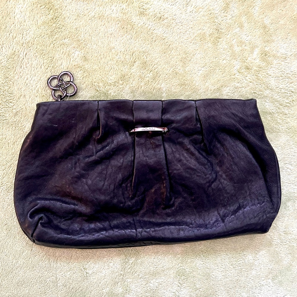 Stella & Dot la Coco black lambskin leather clutch